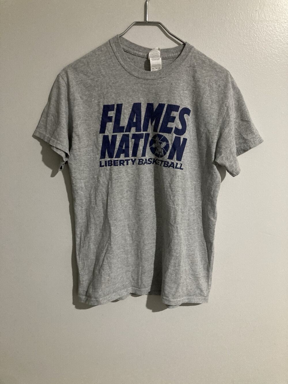 Liberty University Flames Nation Basketball Gray T-Shirt Size Medium Gray Tee